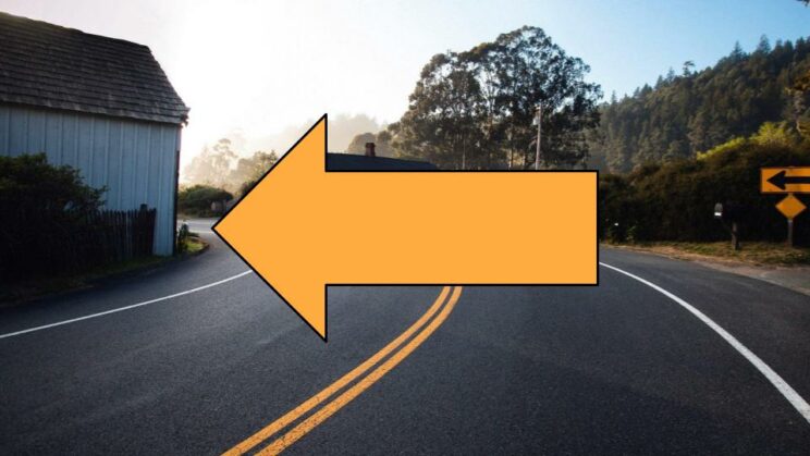 left-facing arrow on a roadway