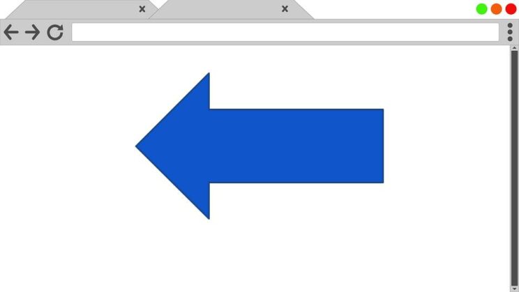 left-facing arrow on a web browser screen 
